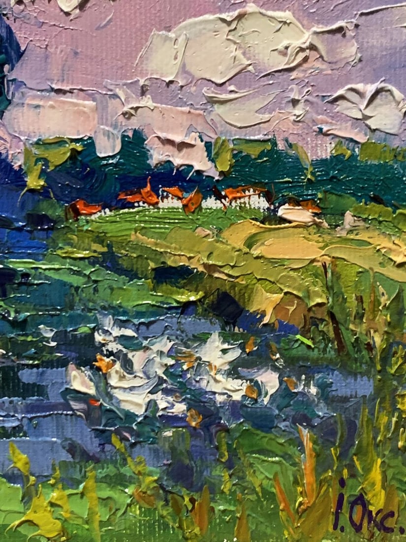 Oil painting Geese are swimming in the lake Oksana Ivanyuk - 10
