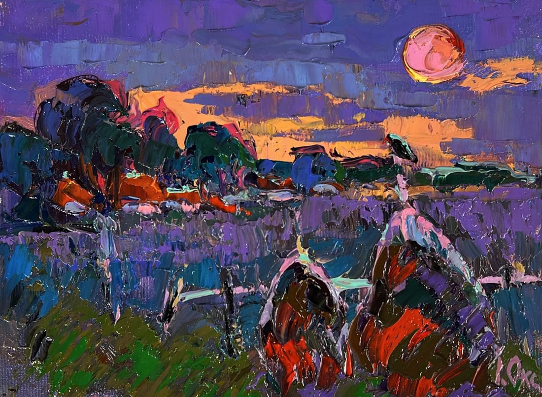 Oil painting The moon illuminates the field Oksana Ivanyuk - 3