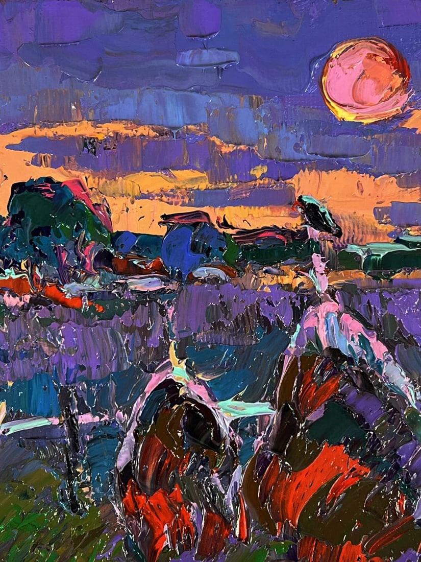 Oil painting The moon illuminates the field Oksana Ivanyuk - 8
