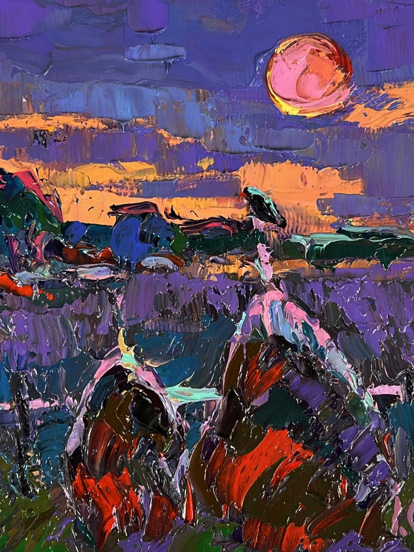 Oil painting The moon illuminates the field Oksana Ivanyuk - 9