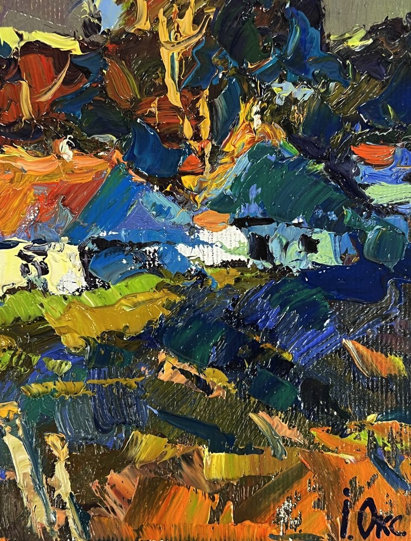 Oil painting The moon illuminates the village Oksana Ivanyuk - 10