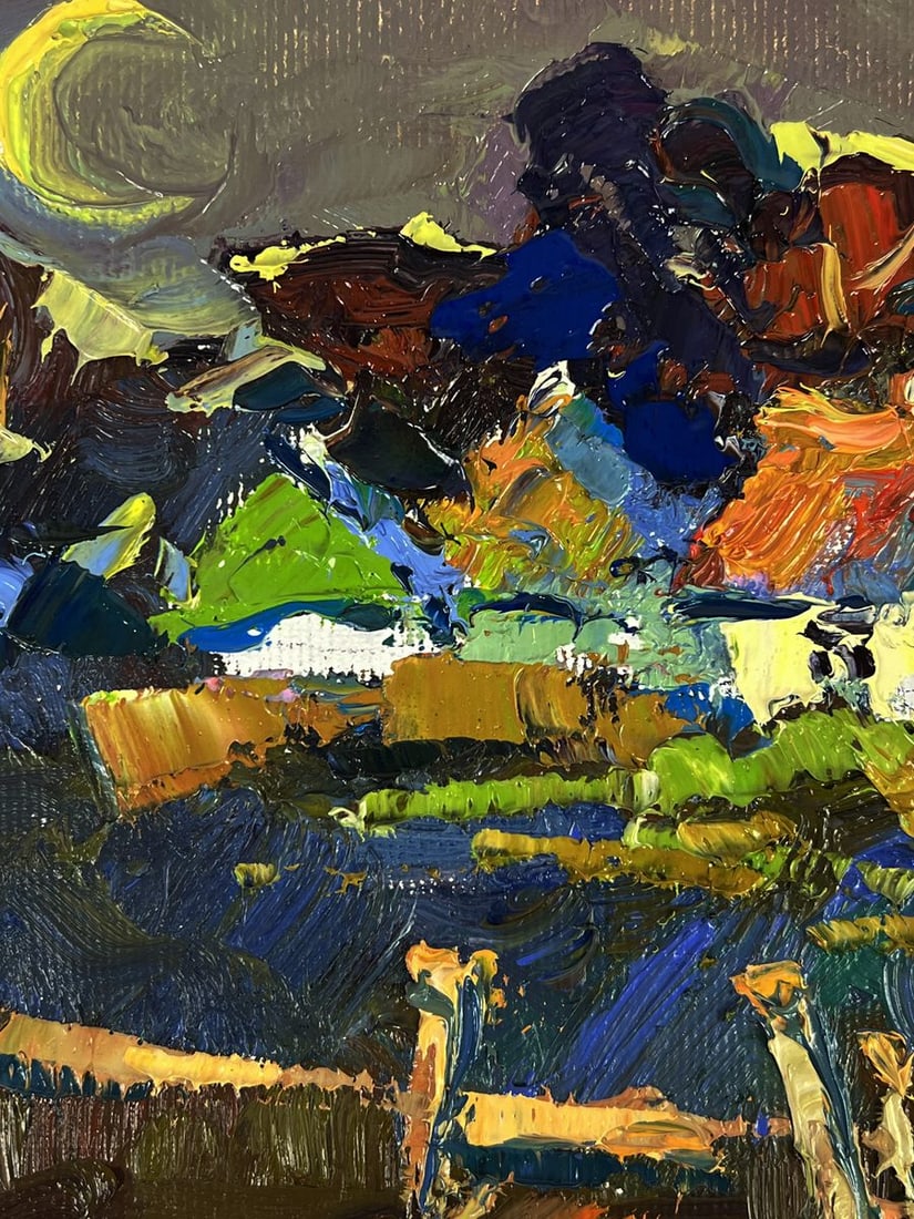 Oil painting The moon illuminates the village Oksana Ivanyuk - 4