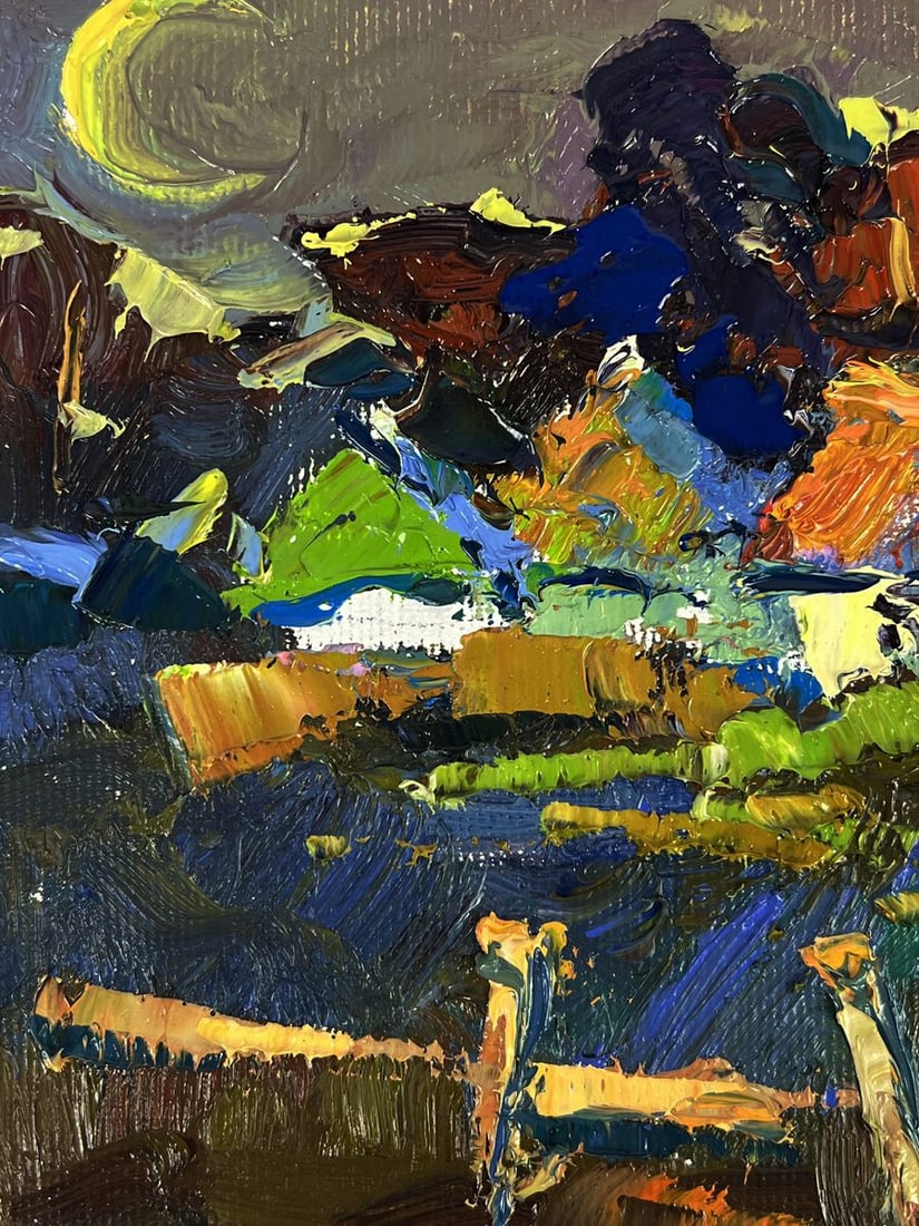 Oil painting The moon illuminates the village Oksana Ivanyuk - 5