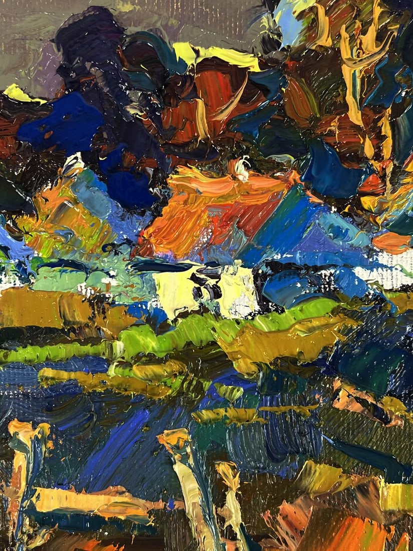 Oil painting The moon illuminates the village Oksana Ivanyuk - 8