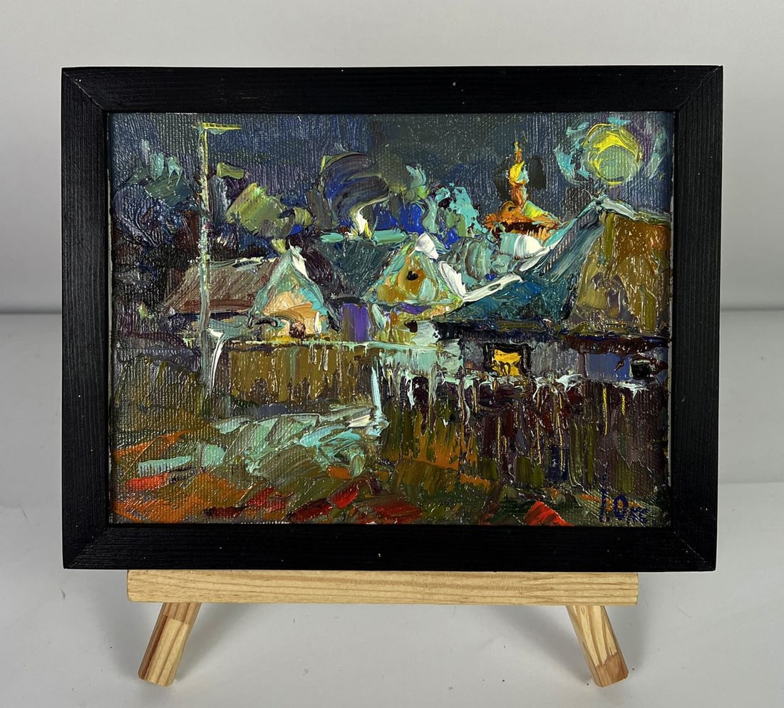 Oil painting Monthly light in the village Oksana Ivanyuk: Title: Oil painting Monthly light in the village Oksana Ivanyuk Description: No.AAA6225 *** ABOUT THIS PAINTING *** * TITLE: "Monthly light in the village" * ARTISTS: Oksana Ivanyuk * SIZE: 15x20 cm/5