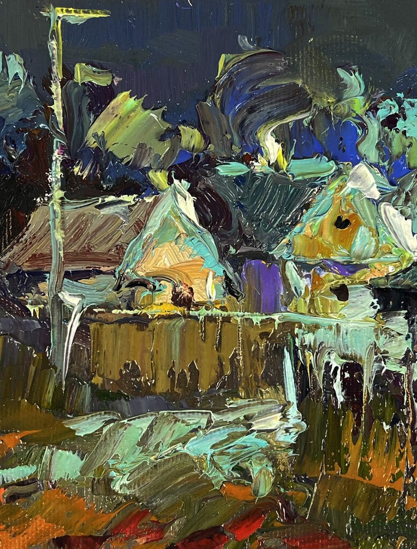 Oil painting Monthly light in the village Oksana Ivanyuk - 4