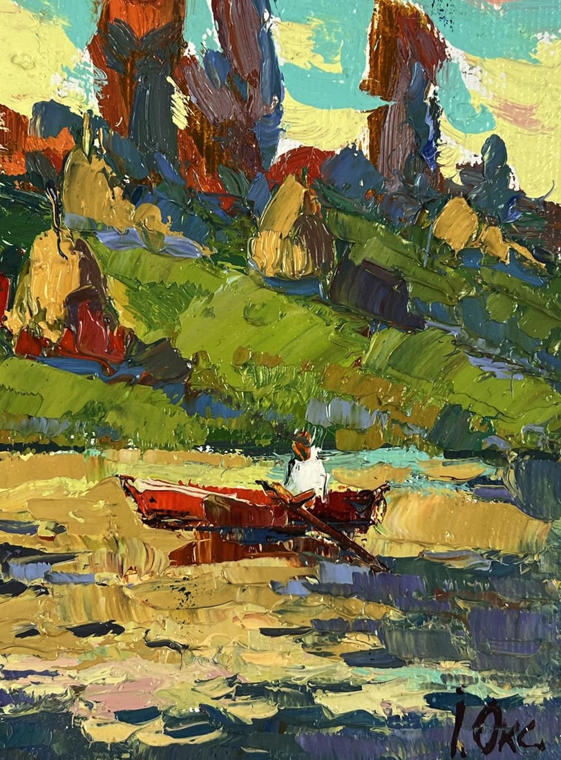 Oil painting Sunset reflection on the river Oksana Ivanyuk - 10