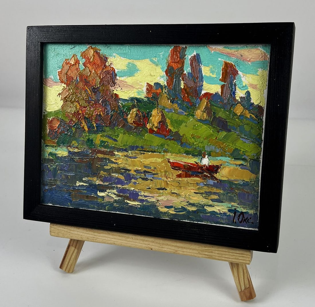 Oil painting Sunset reflection on the river Oksana Ivanyuk - 2