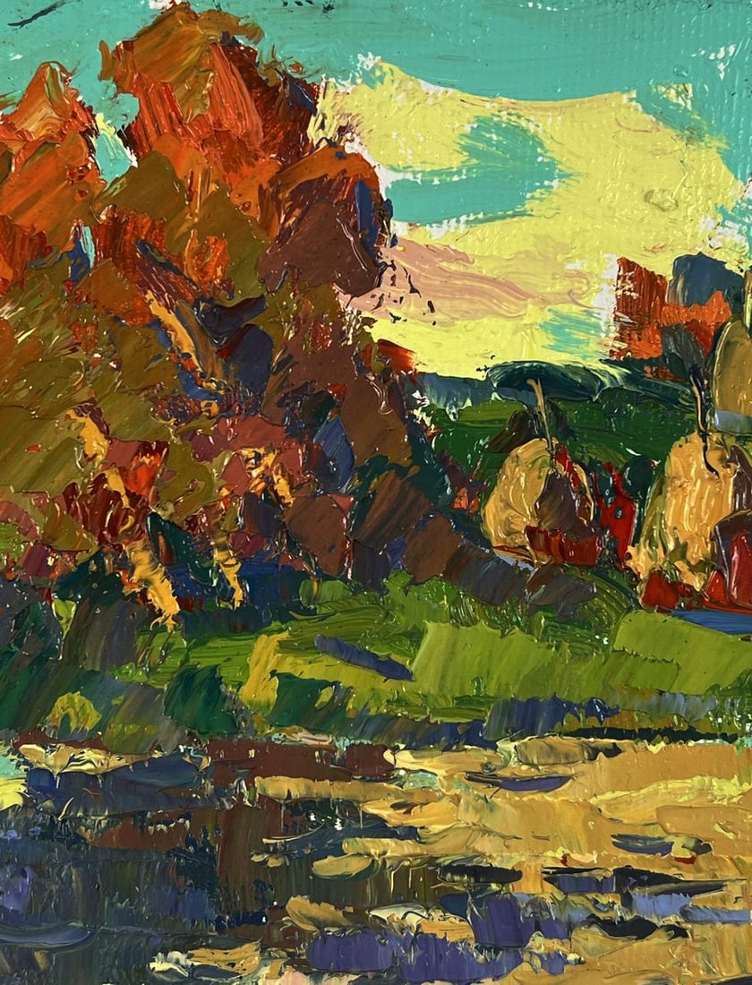 Oil painting Sunset reflection on the river Oksana Ivanyuk - 4