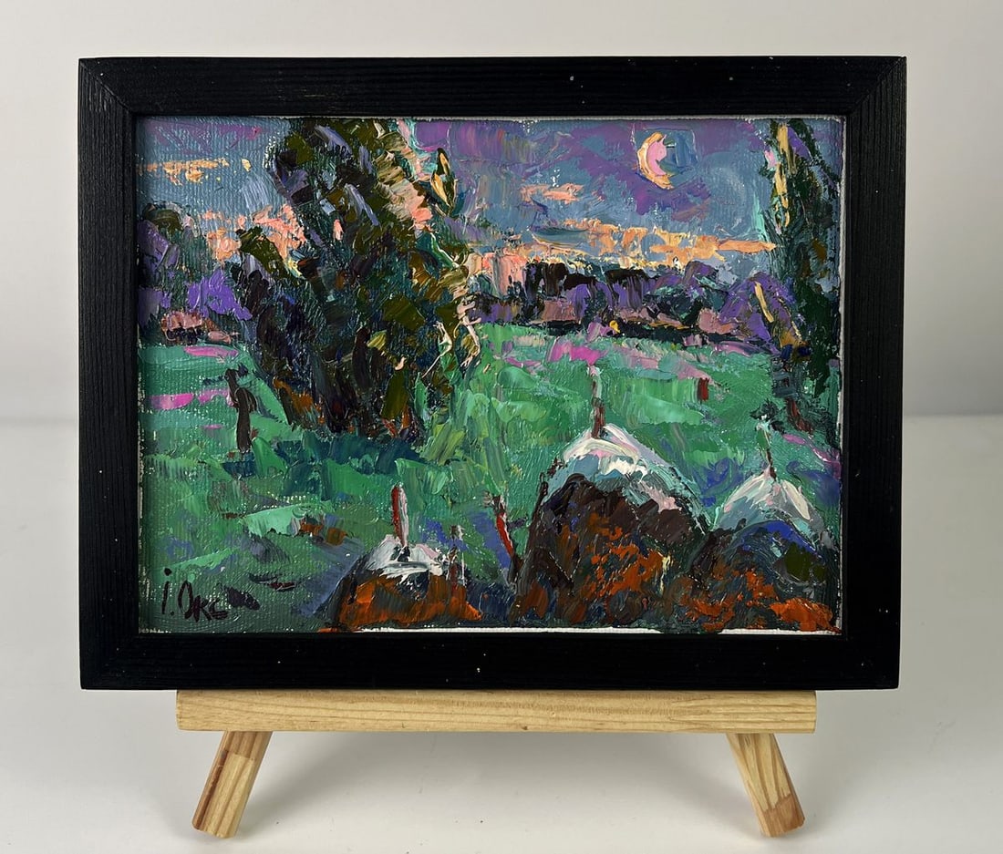 Oil painting Moonlit Night in the Field Oksana Ivanyuk: Title: Oil painting Moonlit Night in the Field Oksana Ivanyuk Description: No.AAA6289 *** ABOUT THIS PAINTING *** * TITLE: "Moonlit Night in the Field" * ARTISTS: Oksana Ivanyuk * SIZE: 15x20 cm/5.90x