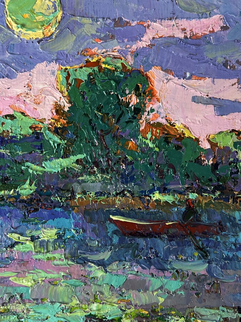 Oil painting Moonlit night over the river Oksana Ivanyuk - 8
