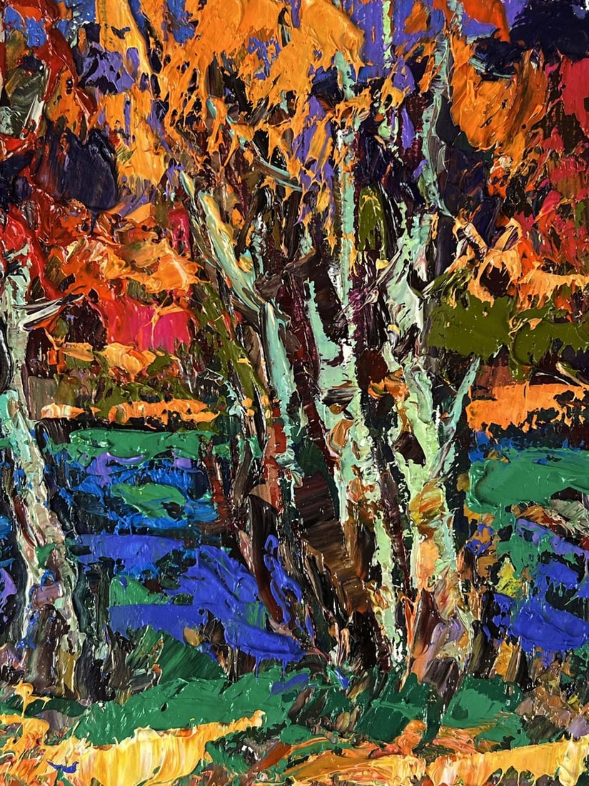 Oil painting Autumn evening by the river Oksana Ivanyuk - 4