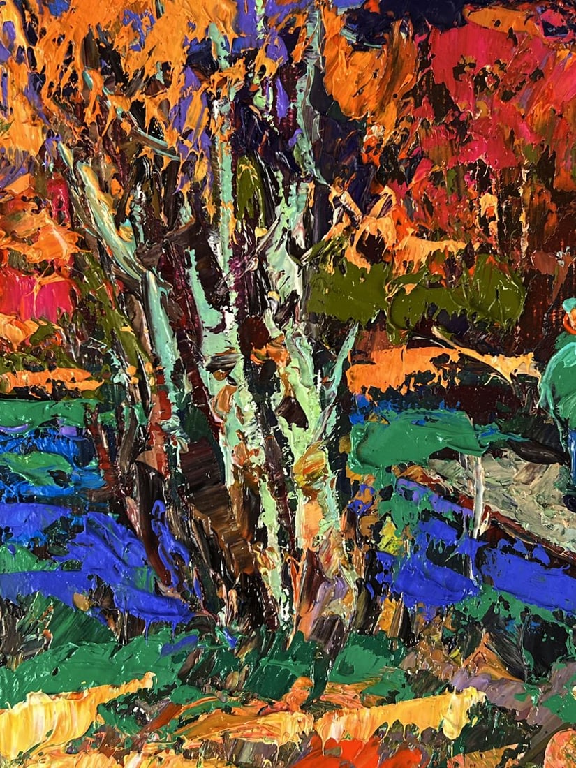 Oil painting Autumn evening by the river Oksana Ivanyuk - 6