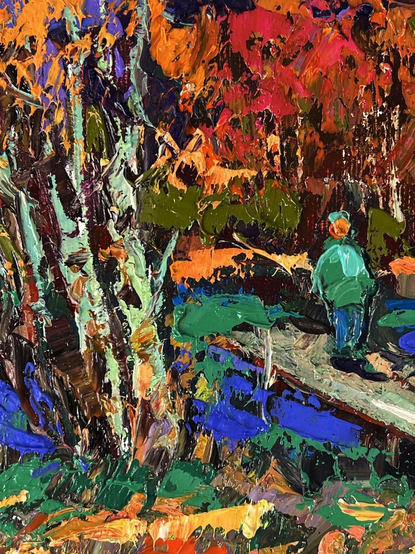 Oil painting Autumn evening by the river Oksana Ivanyuk - 8