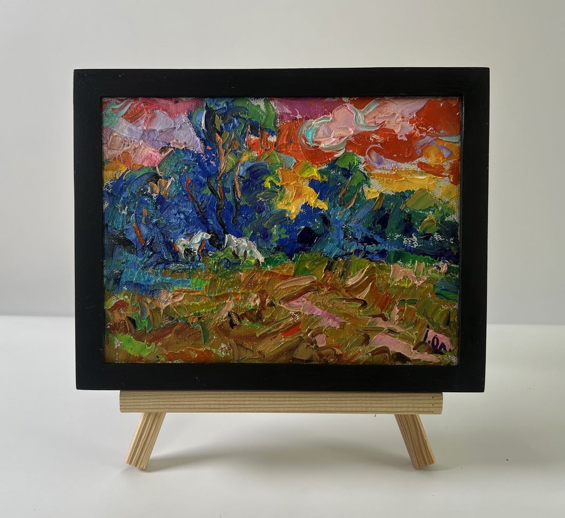 Oil painting Evening nature Oleksiy Ivanyuk: Title: Oil painting Evening nature Oleksiy Ivanyuk Description: No.AAA5603The Oil painting Canvas titled "Evening nature" immerses the viewer in a world of rich contrasts, expressive brushstrokes, and