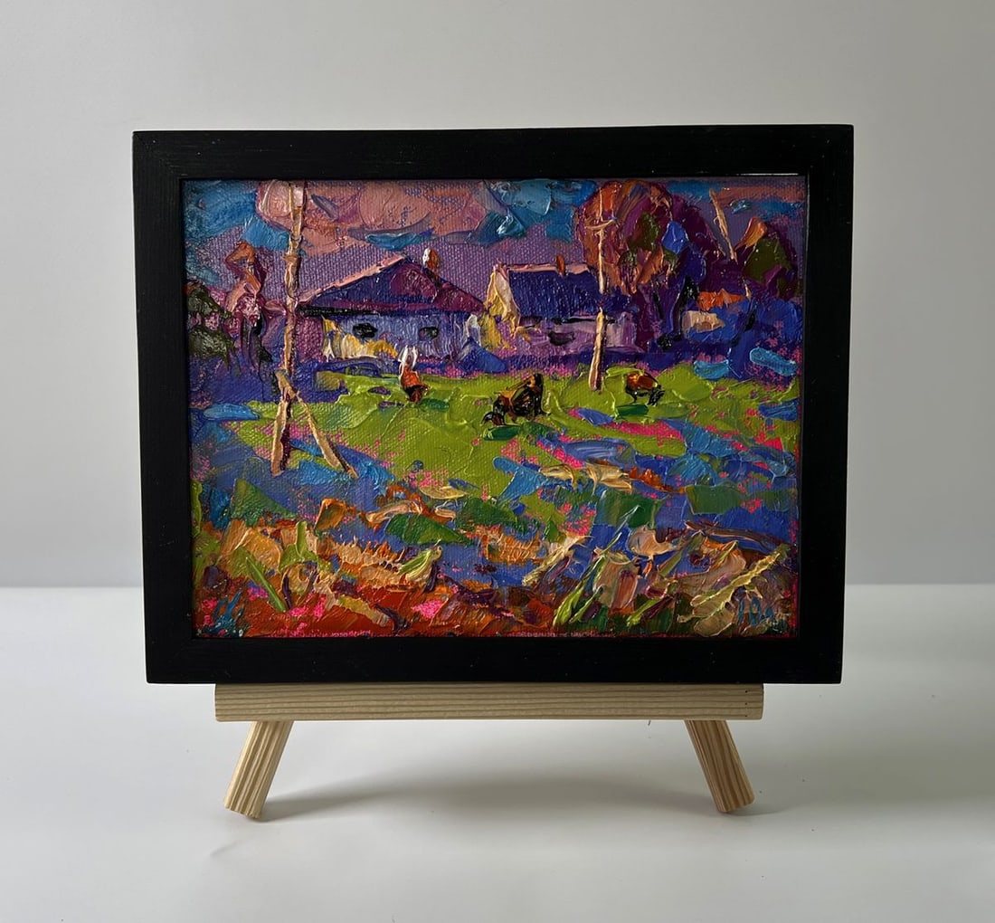 Oil painting Purple evening in the village Oleksiy Ivanyuk: Title: Oil painting Purple evening in the village Oleksiy Ivanyuk Description: No.AAA5611The Oil painting Canvas titled "Purple evening in the village" conveys the quiet poetry of rural life bathed in