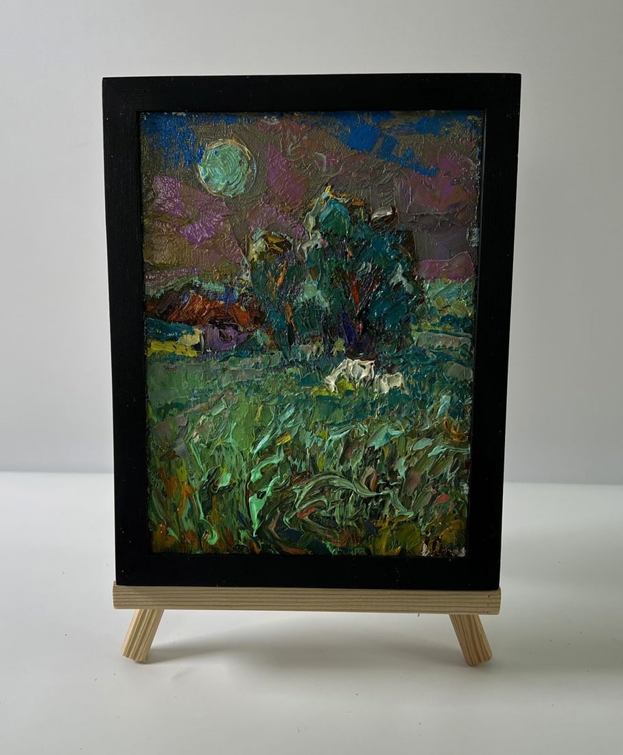 Oil painting The moon shines over the field Oleksiy Ivanyuk: Title: Oil painting The moon shines over the field Oleksiy Ivanyuk Description: No.AAA5639The Oil painting Canvas titled "The moon shines over the field" captures the deep, mystical atmosphere of the