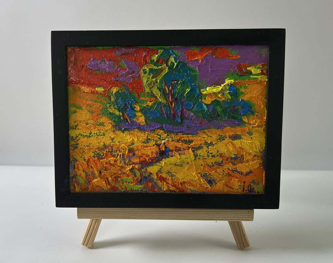 Oil painting Crimson sunset Oleksiy Ivanyuk: Title: Oil painting Crimson sunset Oleksiy Ivanyuk Description: No.AAA5655The Oil painting Canvas titled "Crimson sunset" captures the essence of a late summer or early autumn evening, where the last