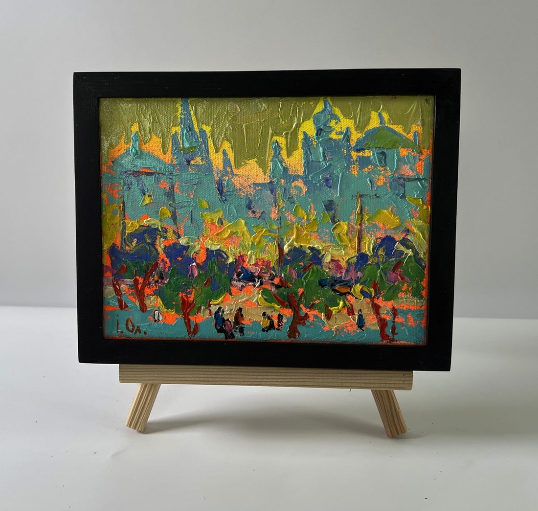 Oil painting City in the rays of sunset Oleksiy Ivanyuk: Title: Oil painting City in the rays of sunset Oleksiy Ivanyuk Description: No.AAA5667The Oil painting Canvas titled "City in the rays of sunset" captures an enchanting urban landscape suffused with t