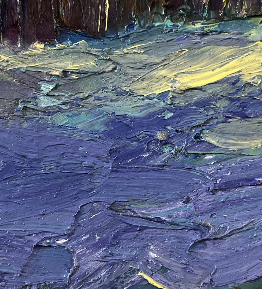 Oil painting Winter night in the village Boris Serdyuk - 8