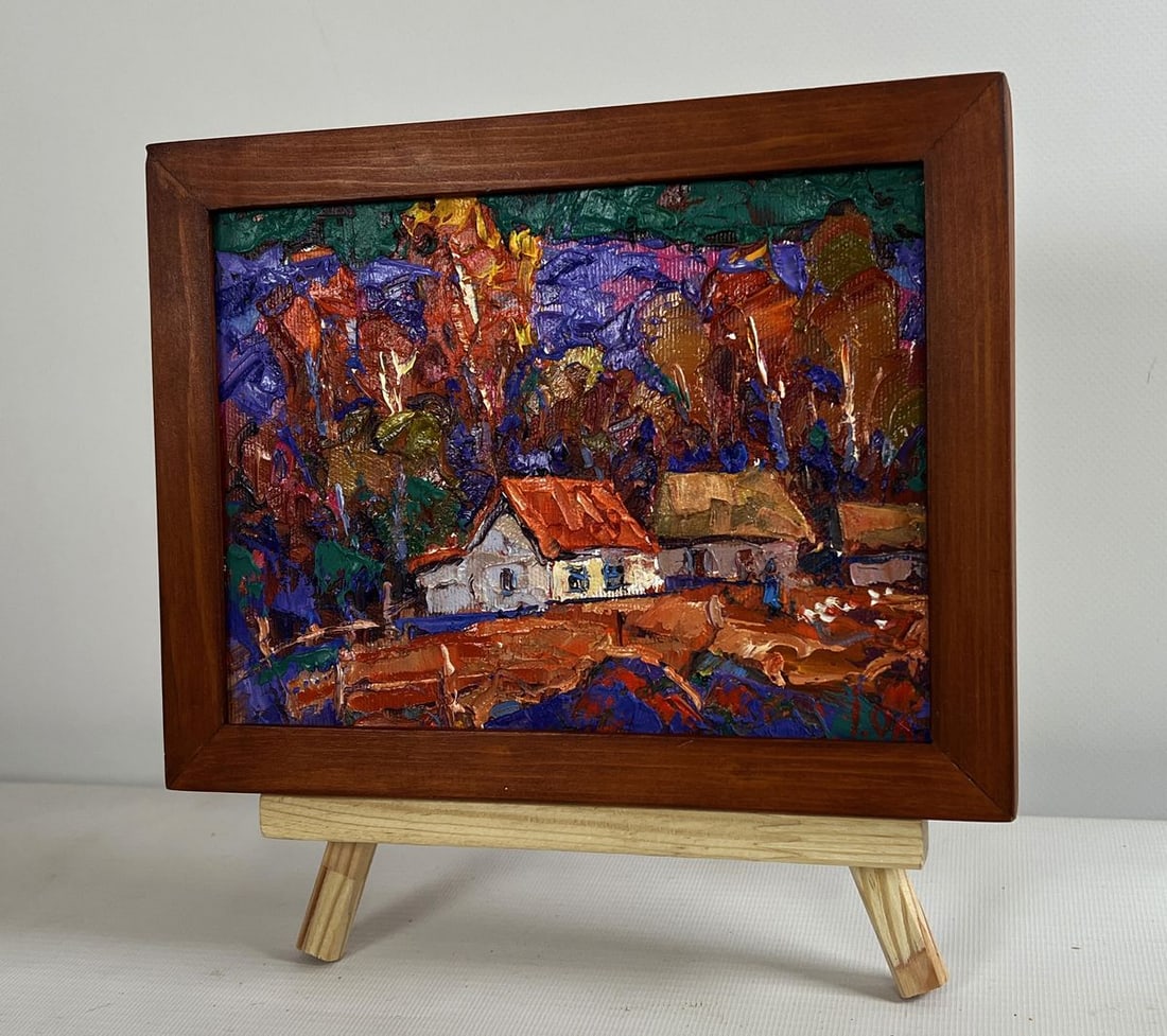 Oil painting Autumn night in the village Alex Kalenyuk - 2