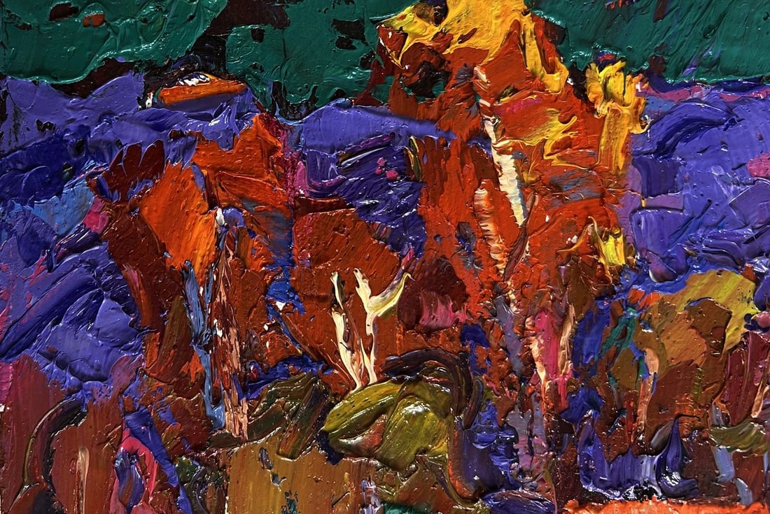 Oil painting Autumn night in the village Alex Kalenyuk - 5