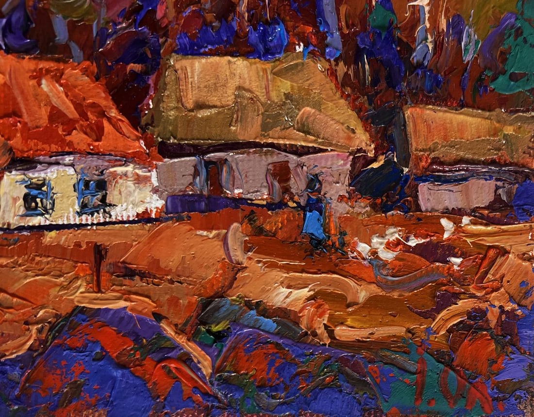 Oil painting Autumn night in the village Alex Kalenyuk - 7