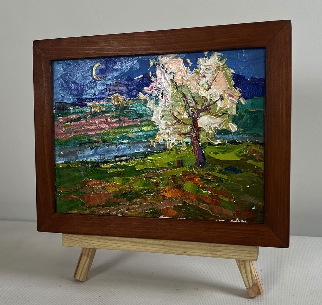 Oil painting Wild pear near the river Oksana Kalenyuk - 2