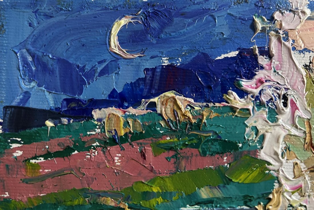 Oil painting Wild pear near the river Oksana Kalenyuk - 6