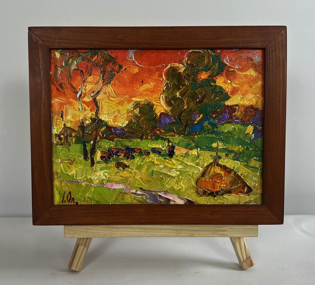 Oil painting The summer sky is burning Alex Kalenyuk: Title: Oil painting The summer sky is burning Alex Kalenyuk Description: No.AAA4693The oil painting on canvas titled "The Summer Sky is Burning" captures the dramatic and mesmerizing glow of a summer