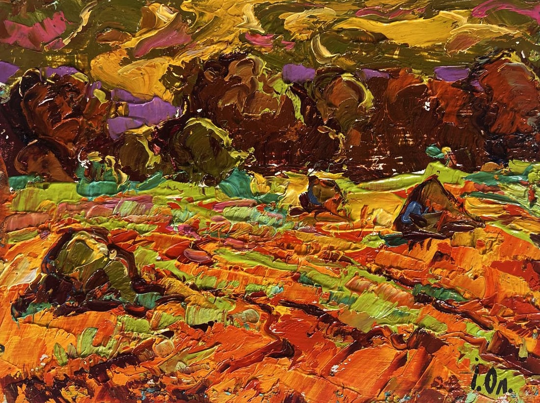 Oil painting Golden haystacks Alex Kalenyuk - 3