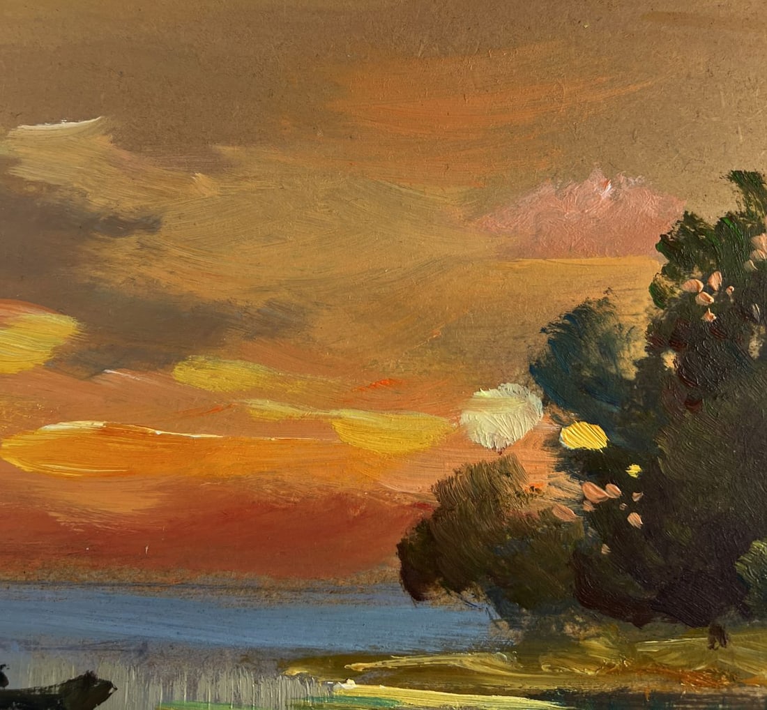 Oil painting Orange sunset over the river Yuriy Suprunchuk - 5