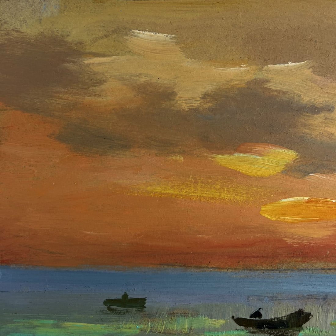 Oil painting Orange sunset over the river Yuriy Suprunchuk - 6