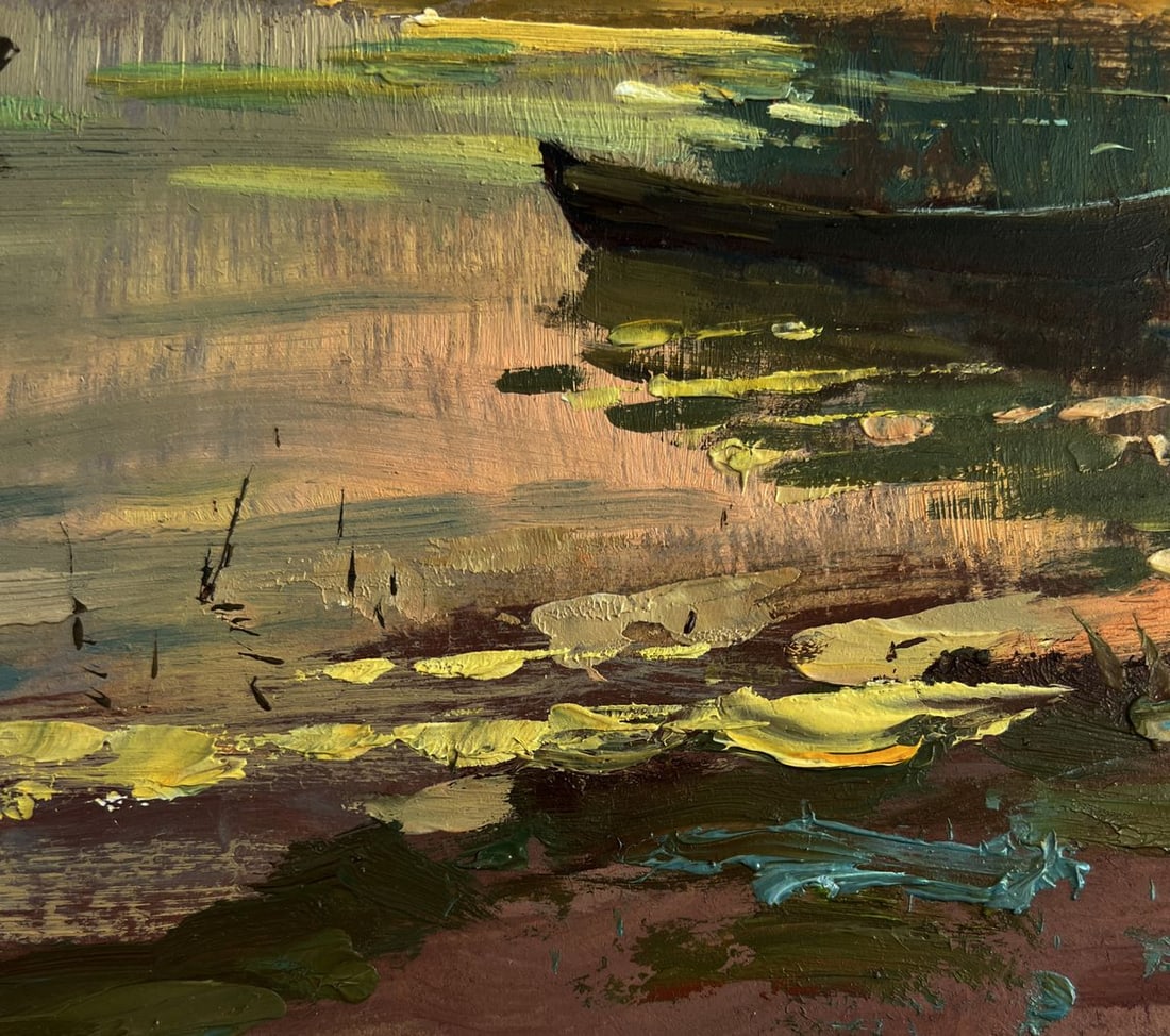 Oil painting Orange sunset over the river Yuriy Suprunchuk - 8