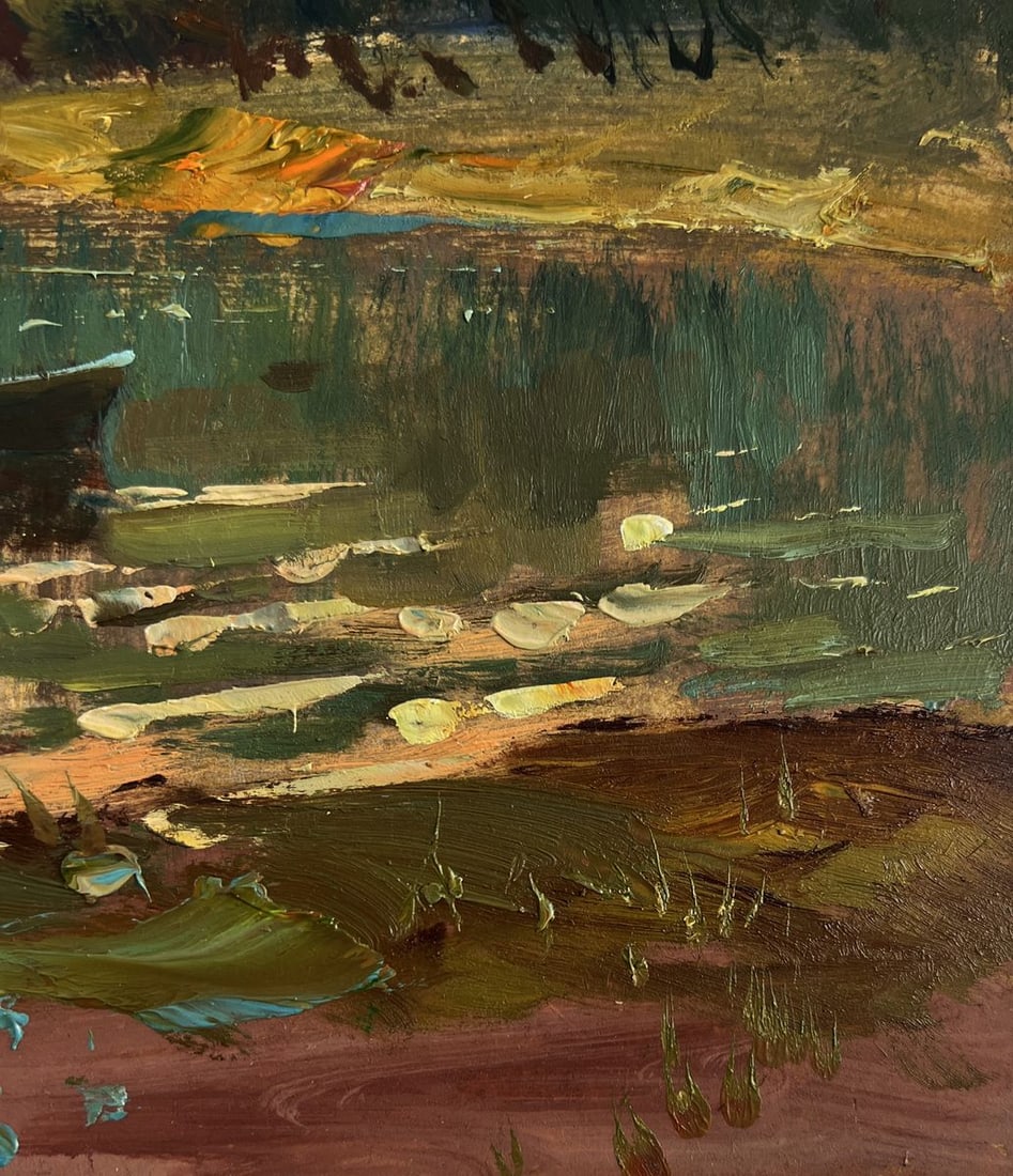 Oil painting Orange sunset over the river Yuriy Suprunchuk - 9