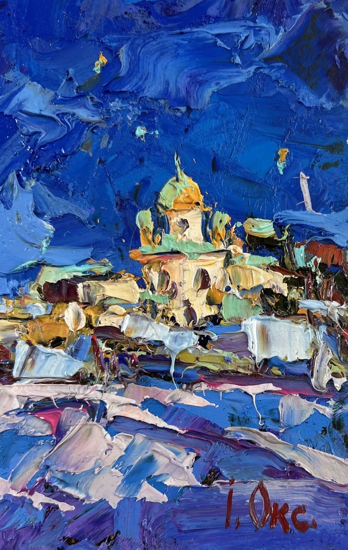 Oil painting Moonlit night over the city Oksana Kalenyuk - 7