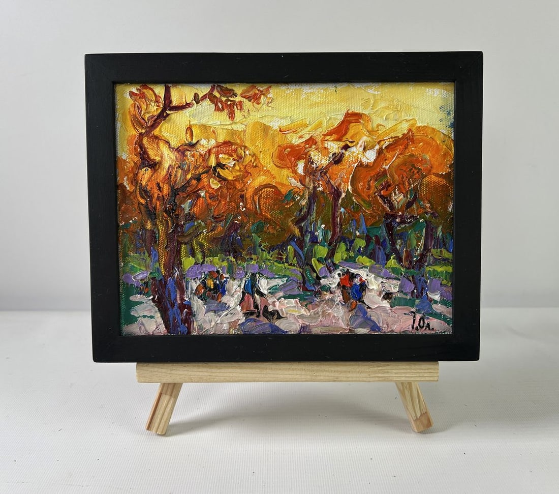 Oil painting Steps through autumn Alex Kalenyuk: Title: Oil painting Steps through autumn Alex Kalenyuk Description: No.AAA5284The oil painting on Canvas titled "Steps through Autumn" immerses the viewer in a glowing, golden embrace of fall. With vi
