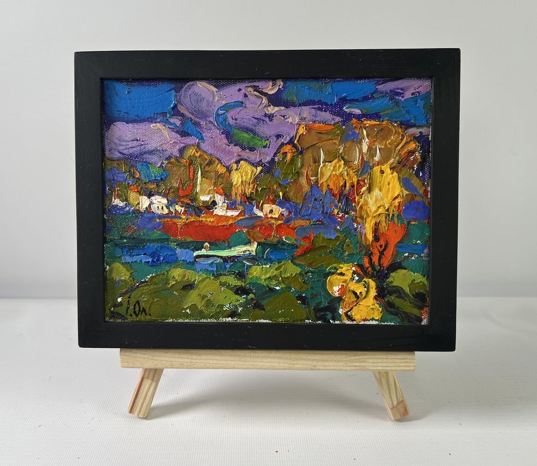 Oil painting Under yellow leaves Alex Kalenyuk: Title: Oil painting Under yellow leaves Alex Kalenyuk Description: No.AAA5286The oil painting on Canvas titled "Under Yellow Leaves" is an emotional tapestry of color, texture, and form that draws