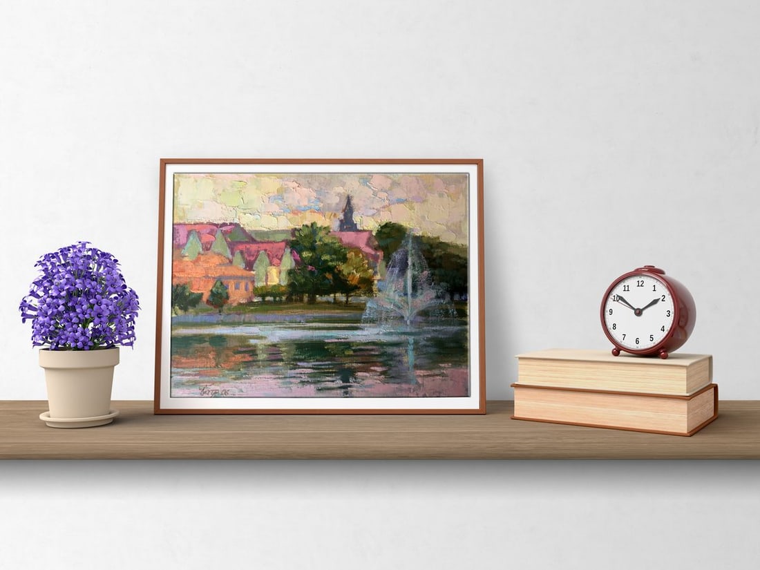 Oil painting City fountain Batrakov Vladimir Grigorievich - 2