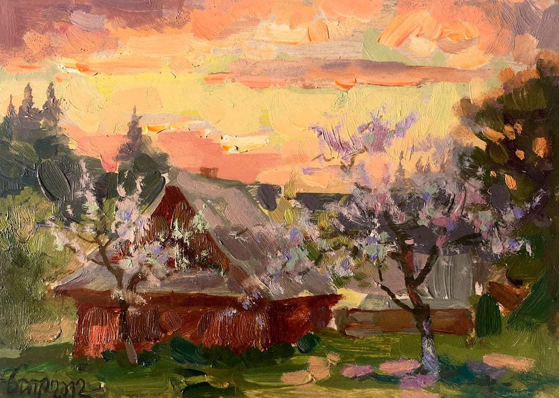 Oil painting Spring evening Batrakov Vladimir Grigorievich: Title: Oil painting Spring evening Batrakov Vladimir Grigorievich Description: No.AAA2565 *** ABOUT THIS PAINTING *** * TITLE: "Spring evening" * ARTISTS: Batrakov Vladimir Grigorievich * SIZE: 22x16