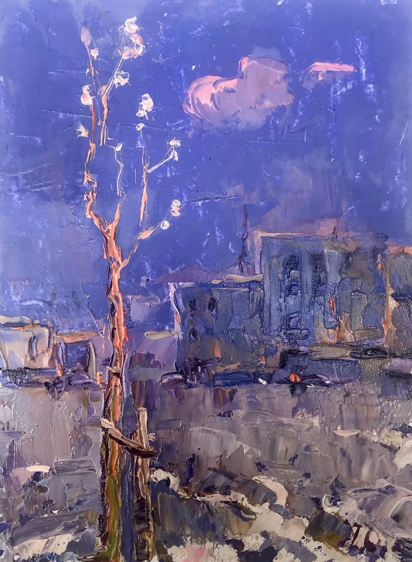 Oil painting Spring in the City Kalenyuk Alex: Title: Oil painting Spring in the City Kalenyuk Alex Description: No.AAA2808"Spring in the City" is an enchanting oil painting that captures the essence of a tranquil spring landscape juxtaposed again