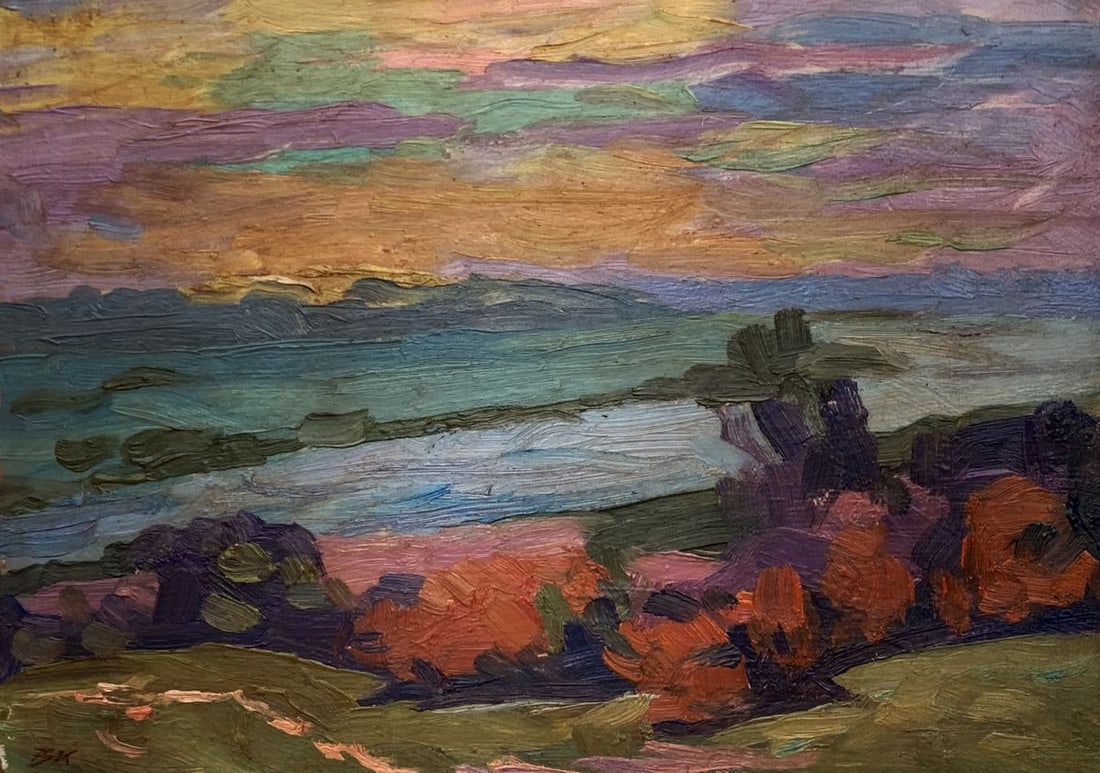 Oil painting Where the sky meets the earth Unknown artist (1 of 9)