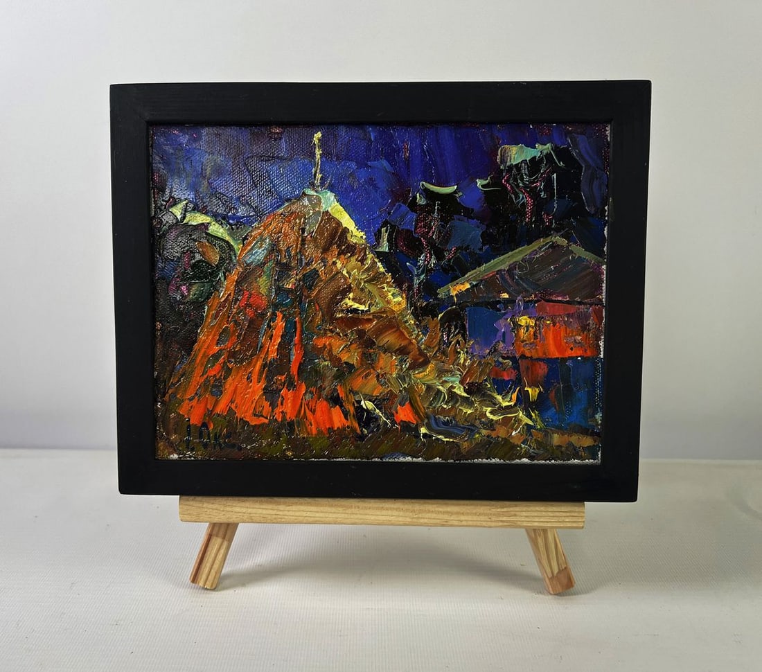 Oil painting Stars twinkle in a calm sky Oksana Ivanyuk: Title: Oil painting Stars twinkle in a calm sky Oksana Ivanyuk Description: No.AAA5398The Oil painting on canvas titled "Stars twinkle in a calm sky" invites the viewer into a mesmerizing nocturnal wo