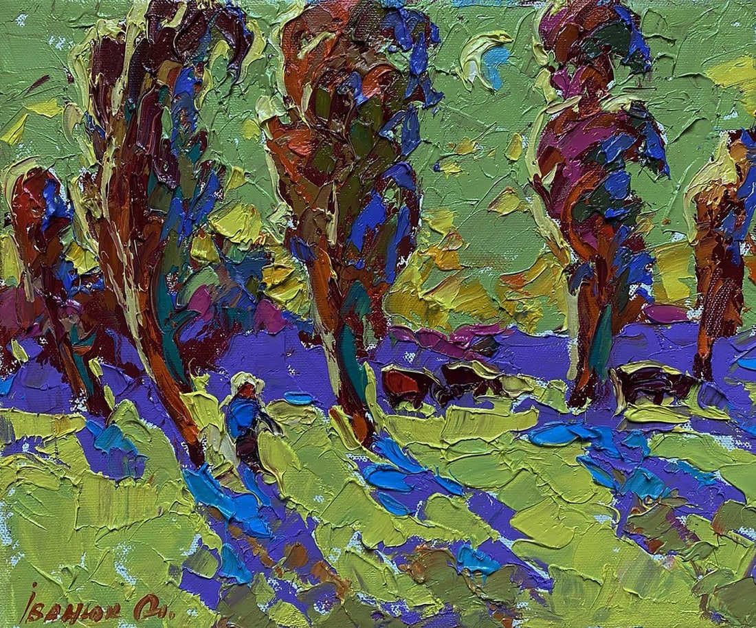 Oil painting Returning home in the evening Oleksiy Ivanyuk: Title: Oil painting Returning home in the evening Oleksiy Ivanyuk Description: No.Kalen 1558The oil painting on Canvas titled "Returning Home in the Evening" captures a vivid, emotionally charged mome