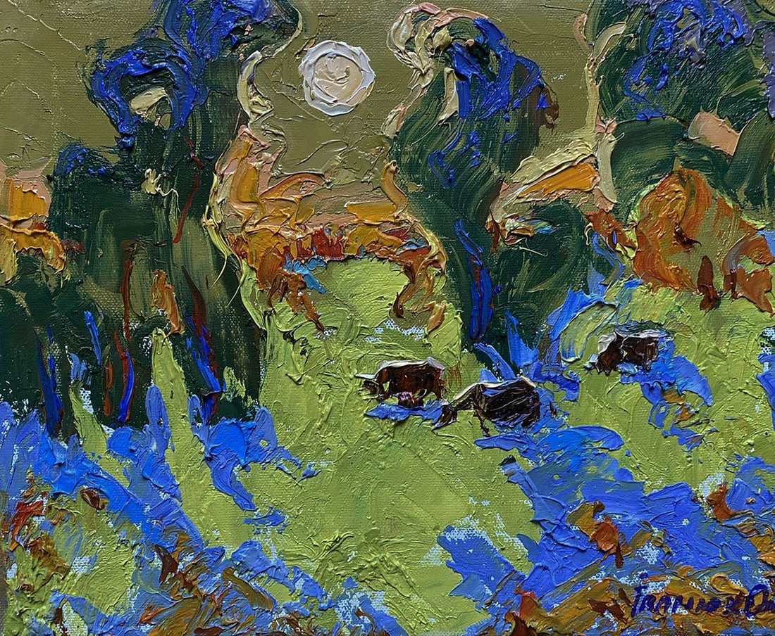 Oil painting After lunch in the field Oleksiy Ivanyuk: Title: Oil painting After lunch in the field Oleksiy Ivanyuk Description: No.Kalen 1562The oil painting on Canvas titled "After Lunch in the Field" captures a tranquil rural scene bathed in the quiet