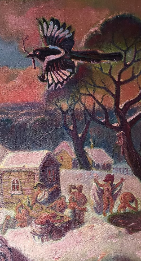 Oil painting Winter evening entertainment Daniil Litvinov - 7