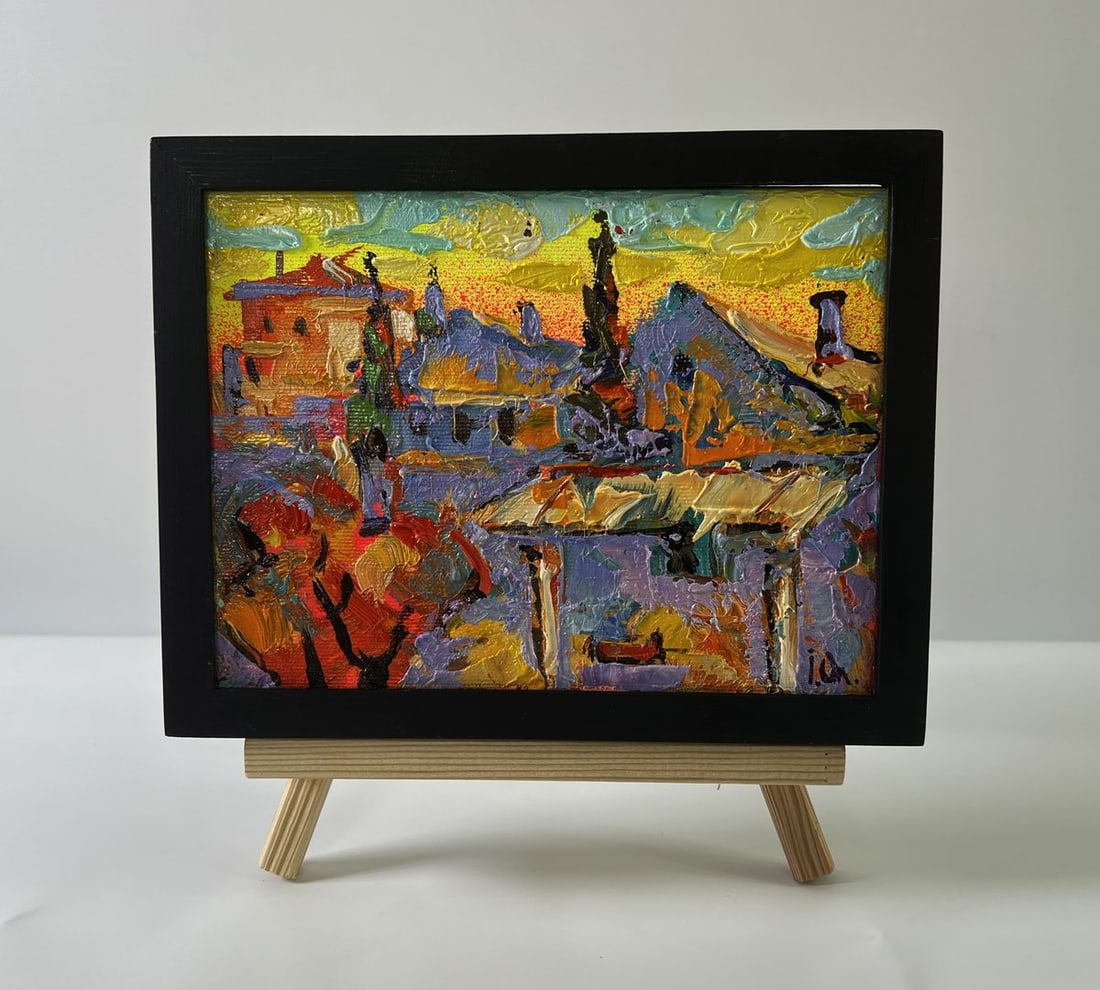 Oil painting Evening over the city Oleksiy Ivanyuk: Title: Oil painting Evening over the city Oleksiy Ivanyuk Description: No.AAA5572The Oil painting Canvas titled "Evening over the city" is a radiant celebration of color, texture, and atmosphere, capt