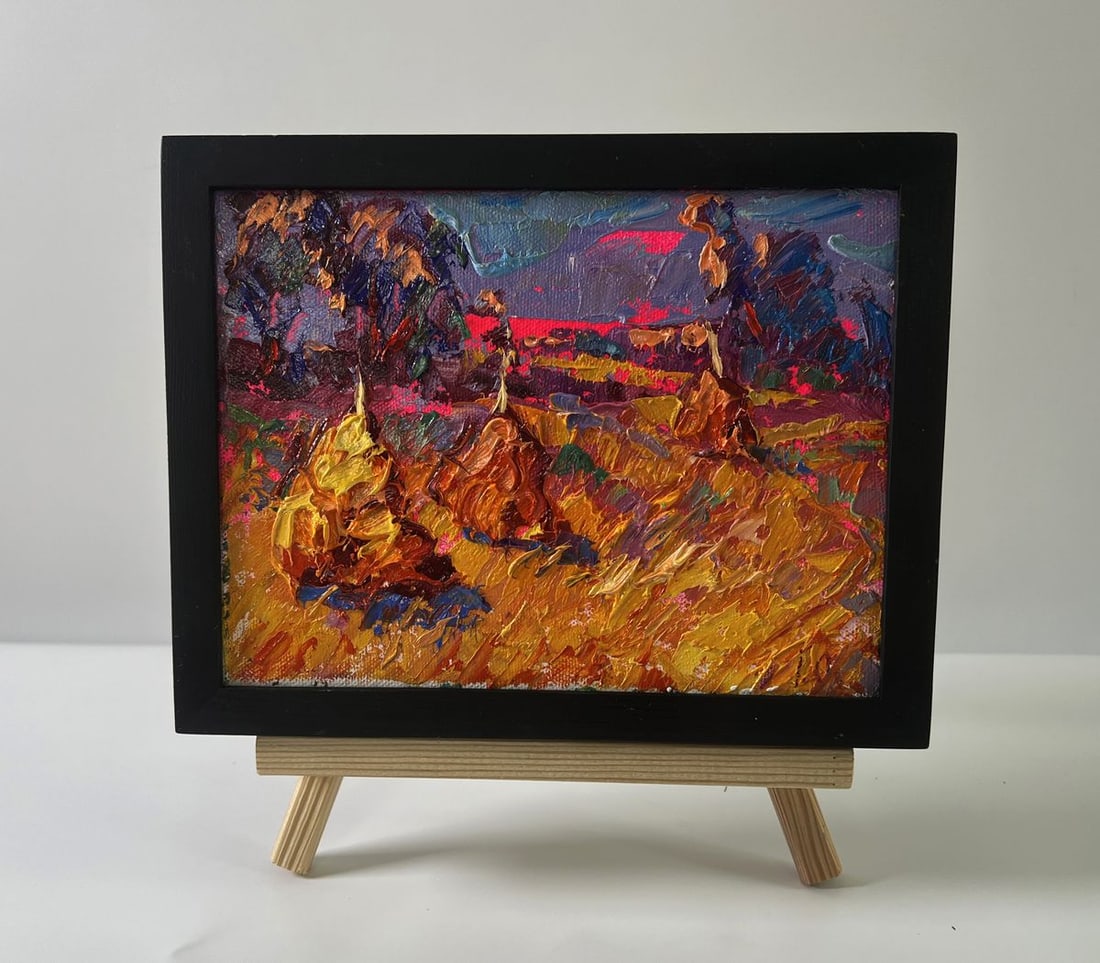 Oil painting Sunset over the field Oleksiy Ivanyuk: Title: Oil painting Sunset over the field Oleksiy Ivanyuk Description: No.AAA5587The Oil painting Canvas titled "Sunset over the field" radiates warmth, energy, and a striking interplay of shadow and