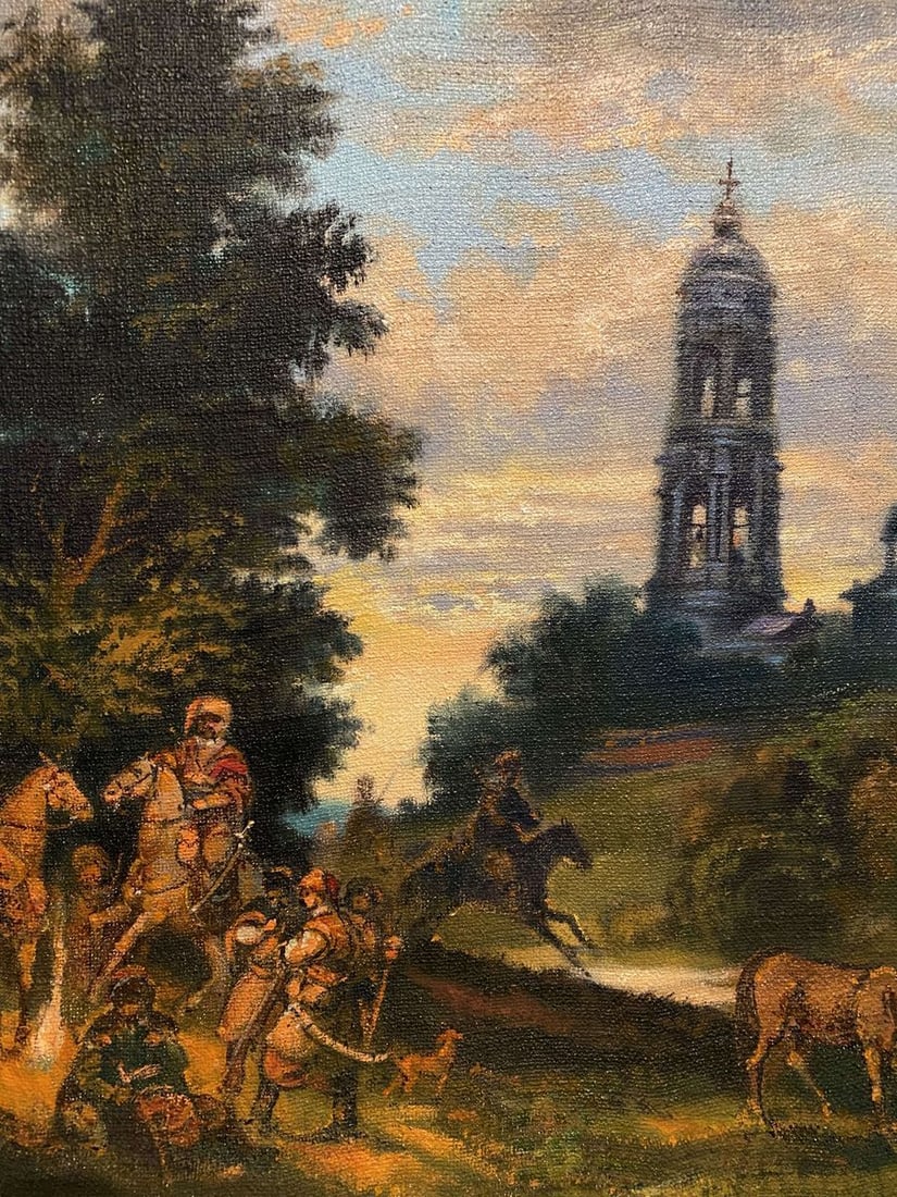 Oil painting Cossacks at the monastery Litvinov Oleg Arkad'yevich x Alexander Arkadievich Litvinov - 3