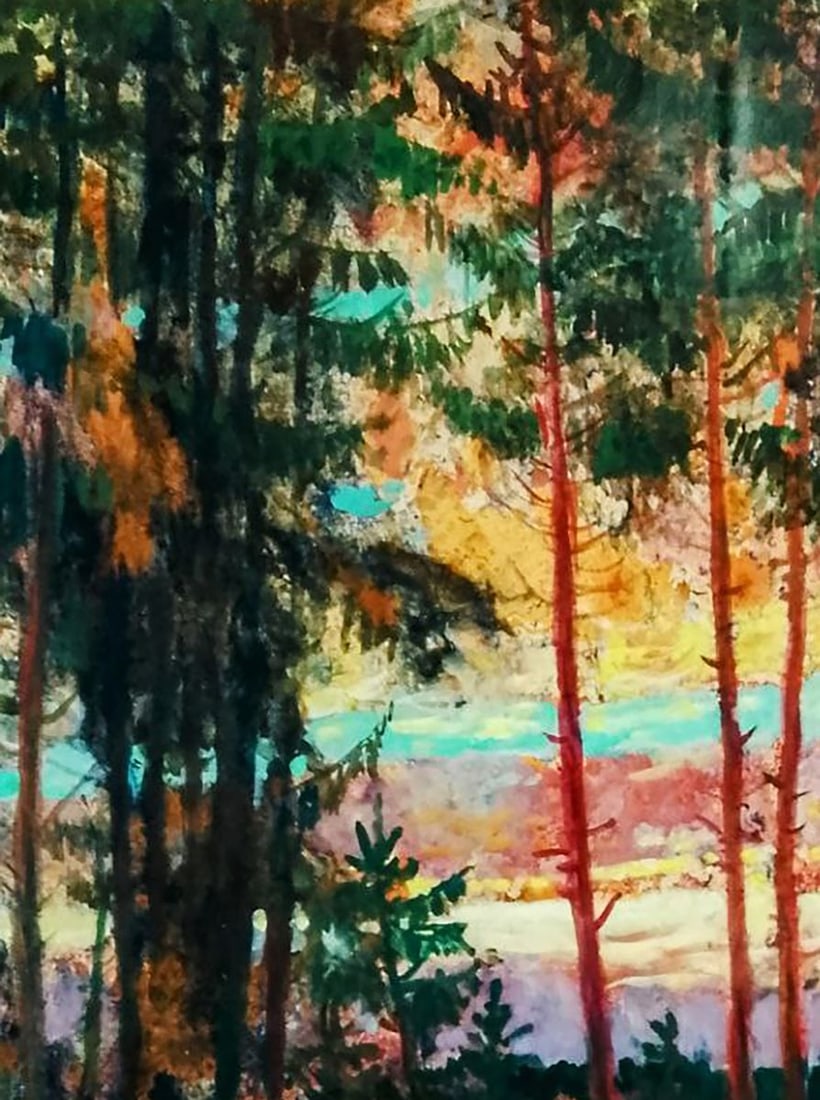 Oil painting Red clouds over the forest Vitaly Duhnevich - 2